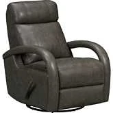 Harlee Swivel Glider Recliner in Ryegate Gray Top Grain Leather